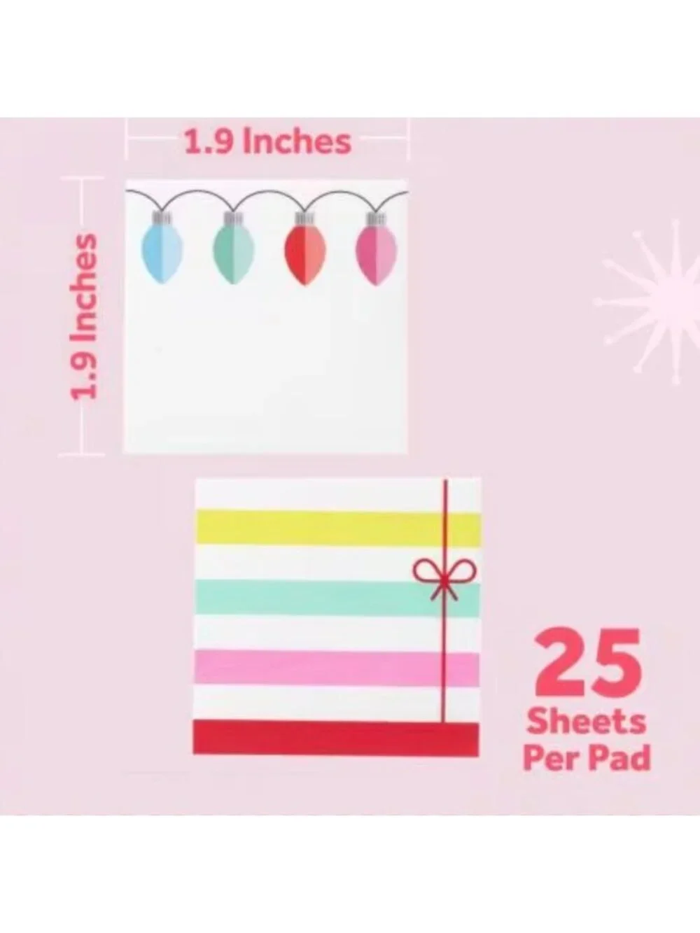 2 Post-it 2pk Jingle Notes Christmas Lights 1.9